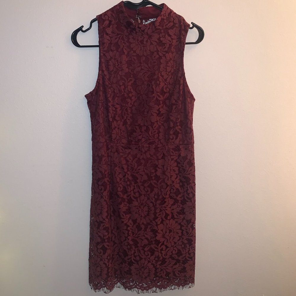 Maroon Crochet Midi Dress